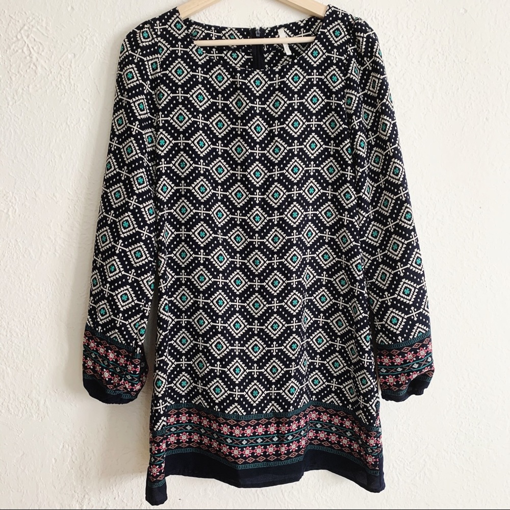 Sage Patterned Shift Dress